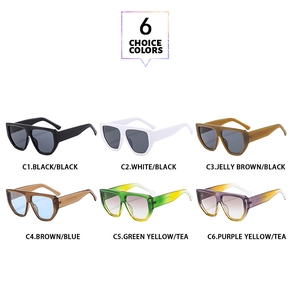 Detailed overview of six color options for retro oversized square frame sunglasses