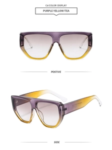 Macro view of purple yellow gradient oversized frames and high quality tea lenses