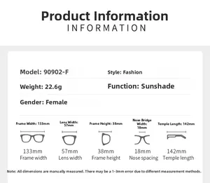Detailed size chart for rimless oval sunglasses showing precise frame and lens dimensions