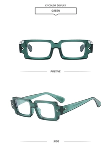 Vues de face et de profil de lunettes de soleil vintage vertes avec rivets métalliques