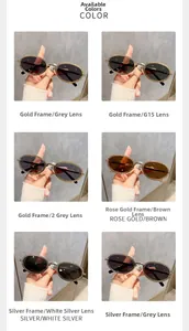 Six lunettes de soleil ovales vintage en or, argent et or rose avec divers verres teintés