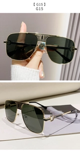 Détails de lunettes aviateur avec monture en métal doré et verres verts G15