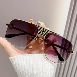 Lunettes De Soleil Aviateur À Monture Métallique Protection UV400 Mode Surdimensionnée Rétro Lunettes De Plein Air Hommes