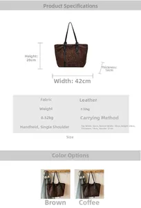 Dimensions détaillées et spécifications de ce sac cabas léopard en daim souple