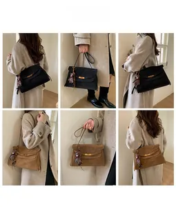 Detail shots of retro matte handbags in black and brown with cute bear charm accents