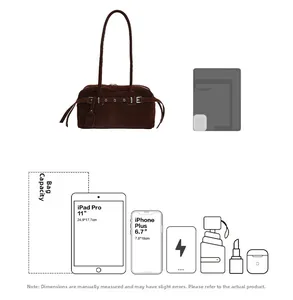 Detailed capacity guide for brown suede shoulder bag fitting iPad Pro 11 inch and iPhone