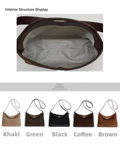 Internal view and multi-color options of the matte hobo bag with zipper pocket