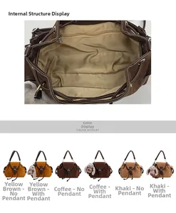 Detail of drawstring bucket bag with internal zipper pocket and matte texture finish