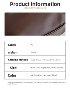 Detailed size chart for retro PU shoulder bag showing dimensions 30x20x11cm and features