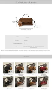 Detaillierte Ansicht der Damen-Handtasche Größe 25x14x8,5cm aus PU-Leder und Wildlederoptik
