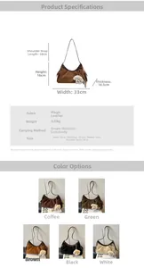 Spécifications de taille et vue détaillée du grand sac cabas en daim dépoli pour femme