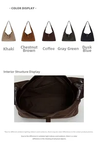 Detailed inner view of corduroy shoulder bag showing the main compartment and pocket