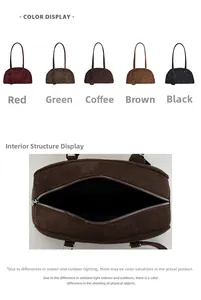 Top view of five-color suede bowling bags and internal main compartment structure
