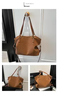 Brown large tote bag with leopard pattern, gold hardware and double straps detail
