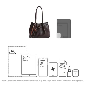 Detail showing high capacity of leopard tote bag with puppy charm and iPad Pro 11-inch fit