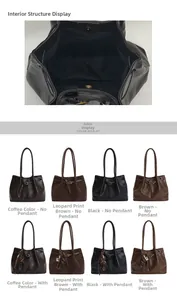 Detail view showing large capacity interior and color options for leopard tote bags