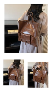 Détails du sac à dos vintage en similicuir marron avec grande capacité et poches