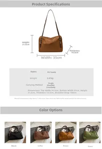 Detailed dimension chart for oversized suede pillow bags in various trendy fall colors