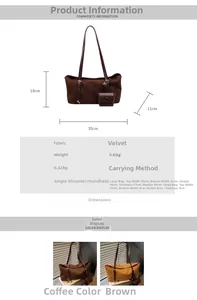 Detailed size specifications for the vintage frosted tote bag with a small accessory pouch
