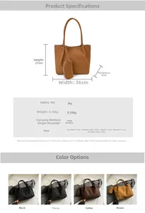 Detailed size chart and dimensions of the minimalist large capacity PU tote bag