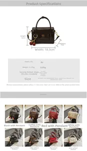 Infographic showing dimensions and eight color options for the stylish vintage crossbody bag