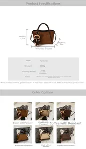 Größentabelle für minimalistische PU- und Wildleder-Beuteltasche mit Maßen der Riemen