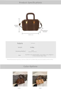 Detailed size chart and specifications for the lamb wool and PU leather crossbody handbag