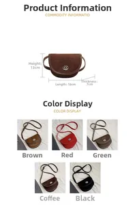 Detailed dimensions and five color options for this retro saddle crossbody bag