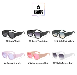 Detailed grid showing six fashionable oversized sunglasses in various colors and gradients