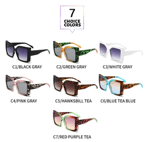 Collection of seven square oversized sunglasses in various stylish frame colors