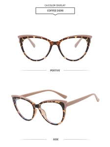 Cat-eye glasses detail in coffee demi and nude pink showing front and side views
