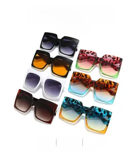 Collection of oversized square sunglasses featuring diverse colors and leopard patterns