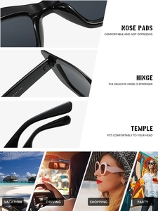 Détails des charnières, des branches et des scènes de vie pour lunettes oeil-de-chat