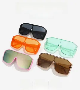 Close-up of stylish oversized square cycling sunglasses in various trendy colors