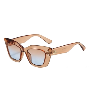 Lunettes de soleil œil-de-chat rétro avec verres dégradés et accents métalliques dorés