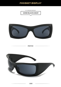 Front and side views of matte black sports sunglasses with grey lenses in high detail