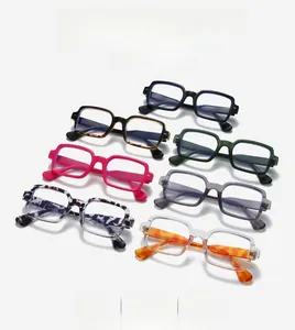 Selection of square anti-blue light glasses frames in various colors and patterns