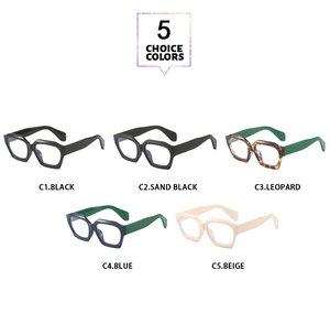 Multi-angle close-up of 5 available colors for geometric blue light blocking glasses