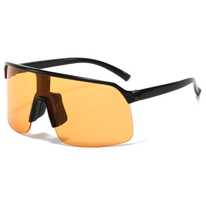 Outdoor cycling sunglasses with black semi-rimless frame and orange tinted lenses