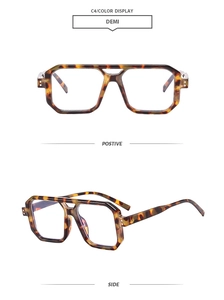 Detail view of large square demi frames with double bridge and retro texture