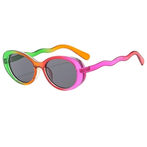 Vintage Oval Sunglasses UV400 Protection Wavy Temples PC Frame Retro Y2K Fashion Eyewear For Women Men Unisex Trendy