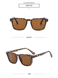 Retro square tortoiseshell sunglasses with tea lenses shown in front and side view
