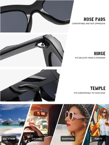 Detail view of cat eye sunglasses showing reinforced hinges and comfortable nose pads