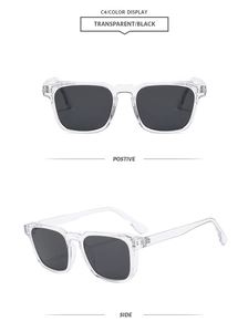 Front and side views of vintage square transparent black outdoor sunglasses C4