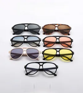 Detailed grid showing seven color variations of classic aviator sunglasses with metal frames