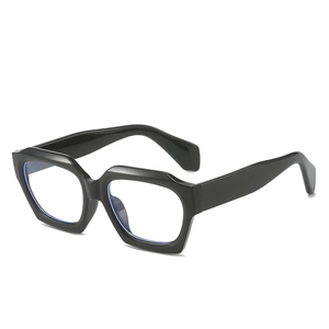 Fashionable black irregular polygonal anti-blue light glasses with thick geometric frame
