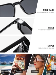 Detail view of large frame sunglasses showing sturdy hinges and comfortable nose pads