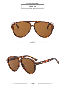 Classic aviator sunglasses with demi tortoise frames and tea lenses from side and front