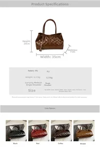 Detailed size specifications and color selection for the quilted tote bag