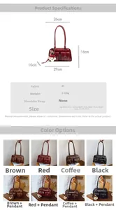 Tableau des tailles et options de couleurs pour le grand sac à main vintage en PU